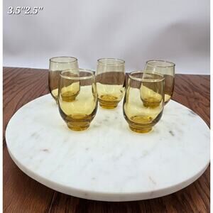 Set of 6 Vintage Amber Glasses – Mid-Century Modern Style